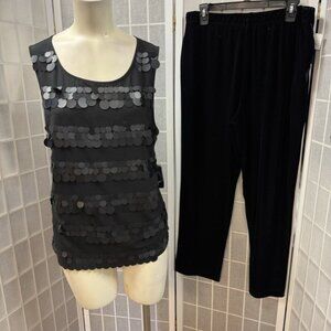 Forever21/Sag Harbor,Pant+Blouse Formal,Black,Sz L,Sleeveless,Baked Acrylic.!